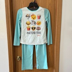 Emoji Kids Pajama Set - Aqua Blue